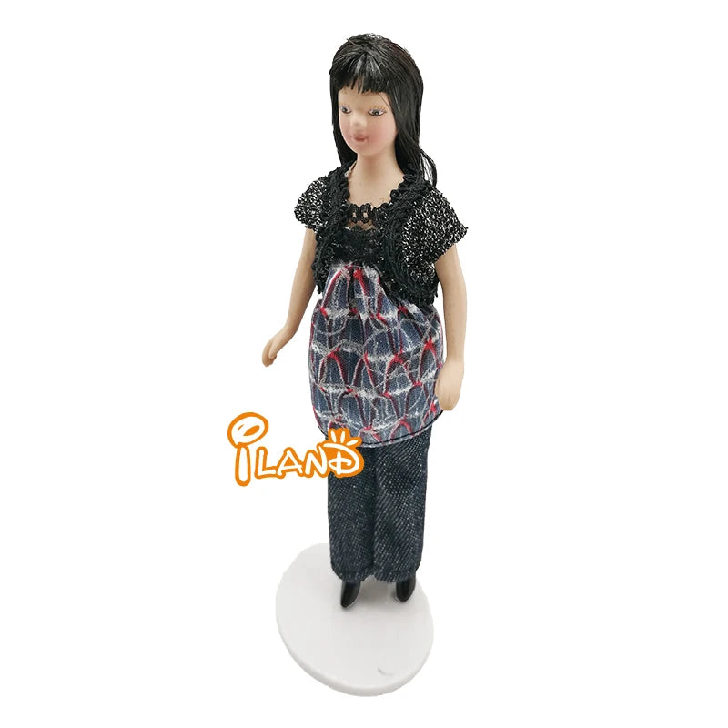 1:6 Scale Miniature Porcelain Doll Modern Housewife For Dollhouse Accessories