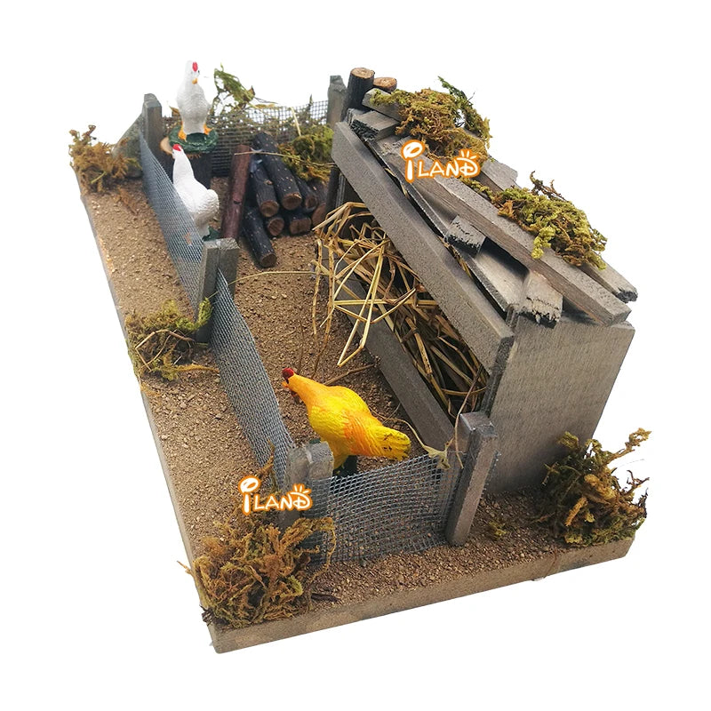 1:12 Scale Miniature Dollhouse Accessories Yard Hen Chicken Poultry Farm Coop Hutch