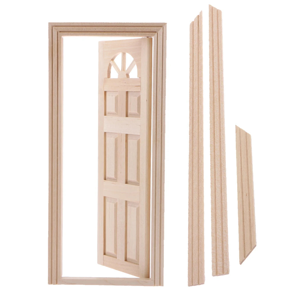 1:12 Scale Miniature Wooden Interior Door For Dollhouse Furniture Accessories