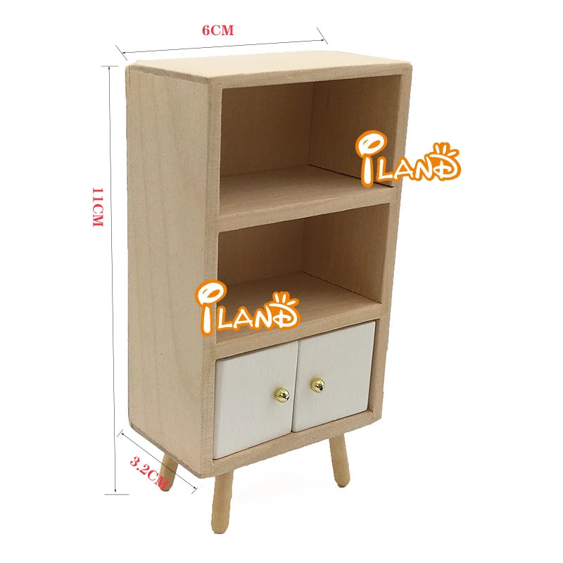 1:12 Scale Miniature Wooden Cabinet Cupboard Kitchen Dining Room Dollhouse Furniture Modern Sideboard