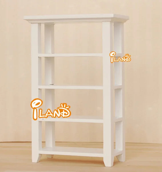 1:12 Scale Miniature Dollhouse Wooden White 4 Layer Display Stand Shelf Miniature Furniture