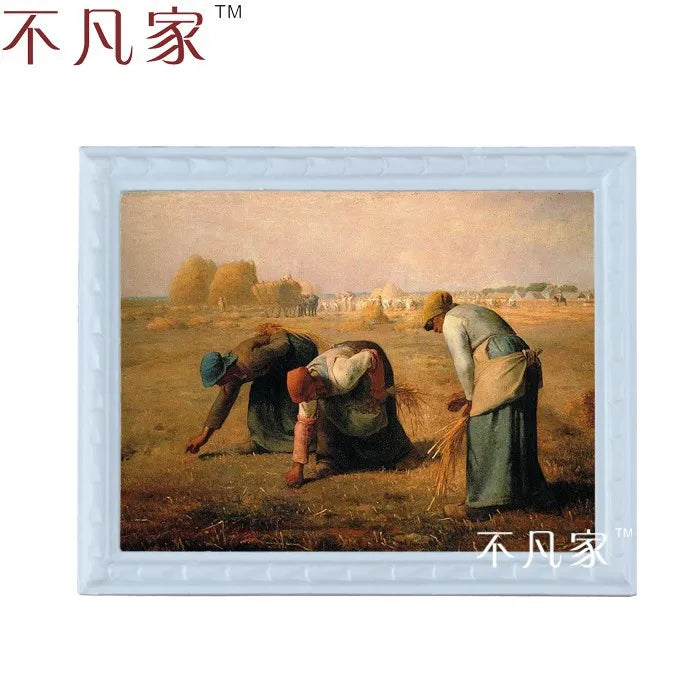 Pintura al óleo de una escena de granja en miniatura a escala 1:12 para decorar casas de muñecas - Obra de arte clásica de granjeros C-10