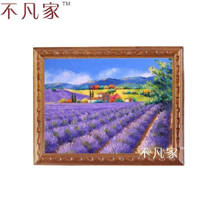 Casa de muñecas en miniatura a escala 1:12, campo de lavanda, pintura al óleo decorativa B-14