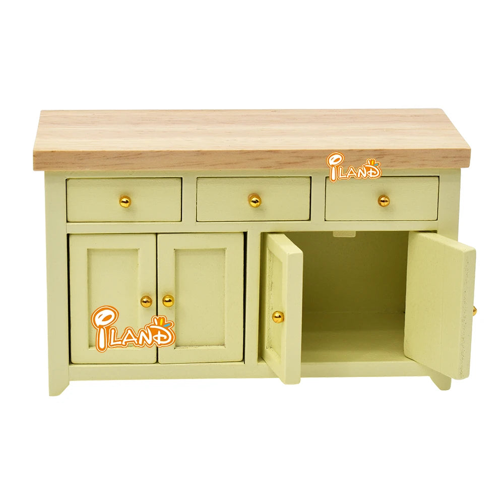 1:12 Scale Wooden Storage Cabinet Closet For Living Room Kitchen Miniature Dollhouse Furniture With Drawer Door