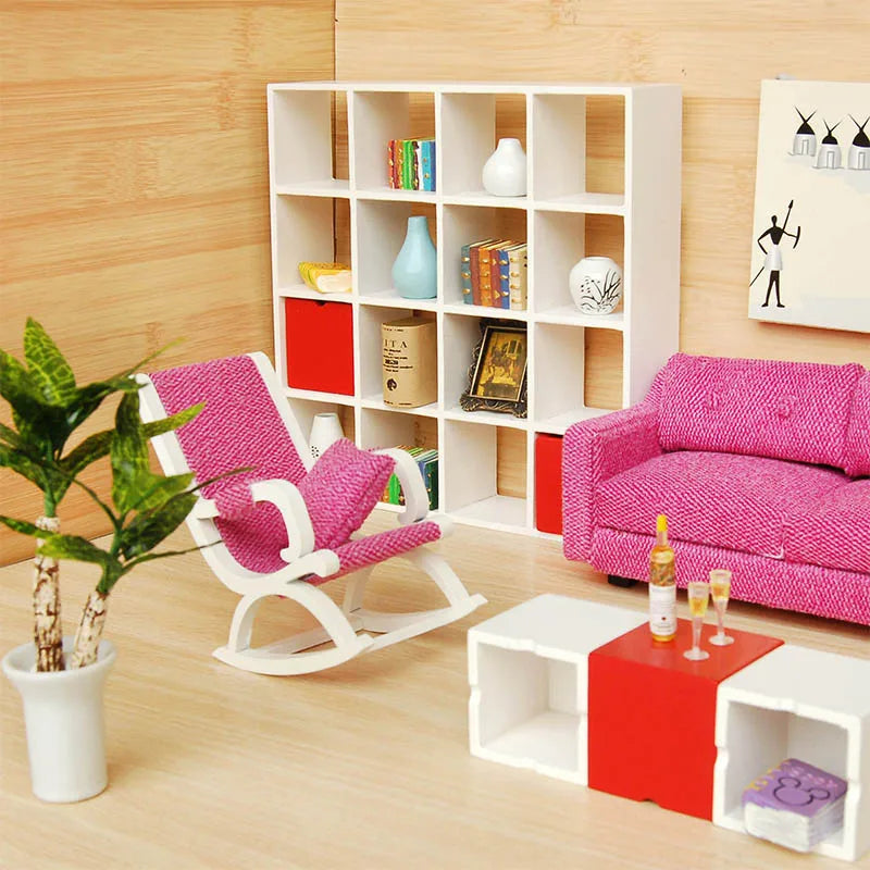 1:12 Scale White Wooden Display Shelf 16 Grids Miniature Dollhouse Furniture Storage Stand For Living Room Decor