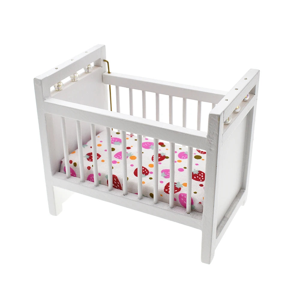 1:12 Scale Miniature Dollhouse Furniture Baby Crib Nursery Bed Closet Rocking Chair Hobbyhorse Accessories