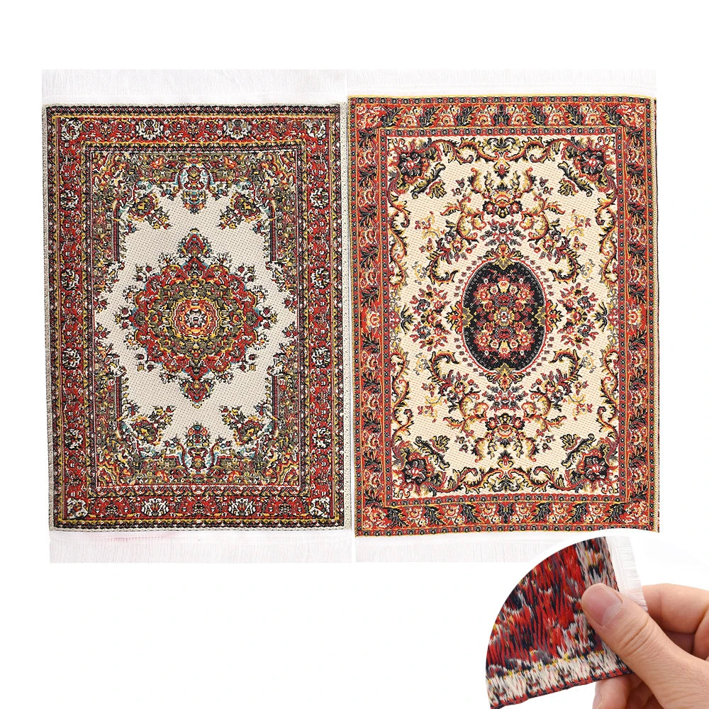 1:12 Scale Miniature Carpet Rug For Dollhouse Turkish Style Miniature Furniture Accessories