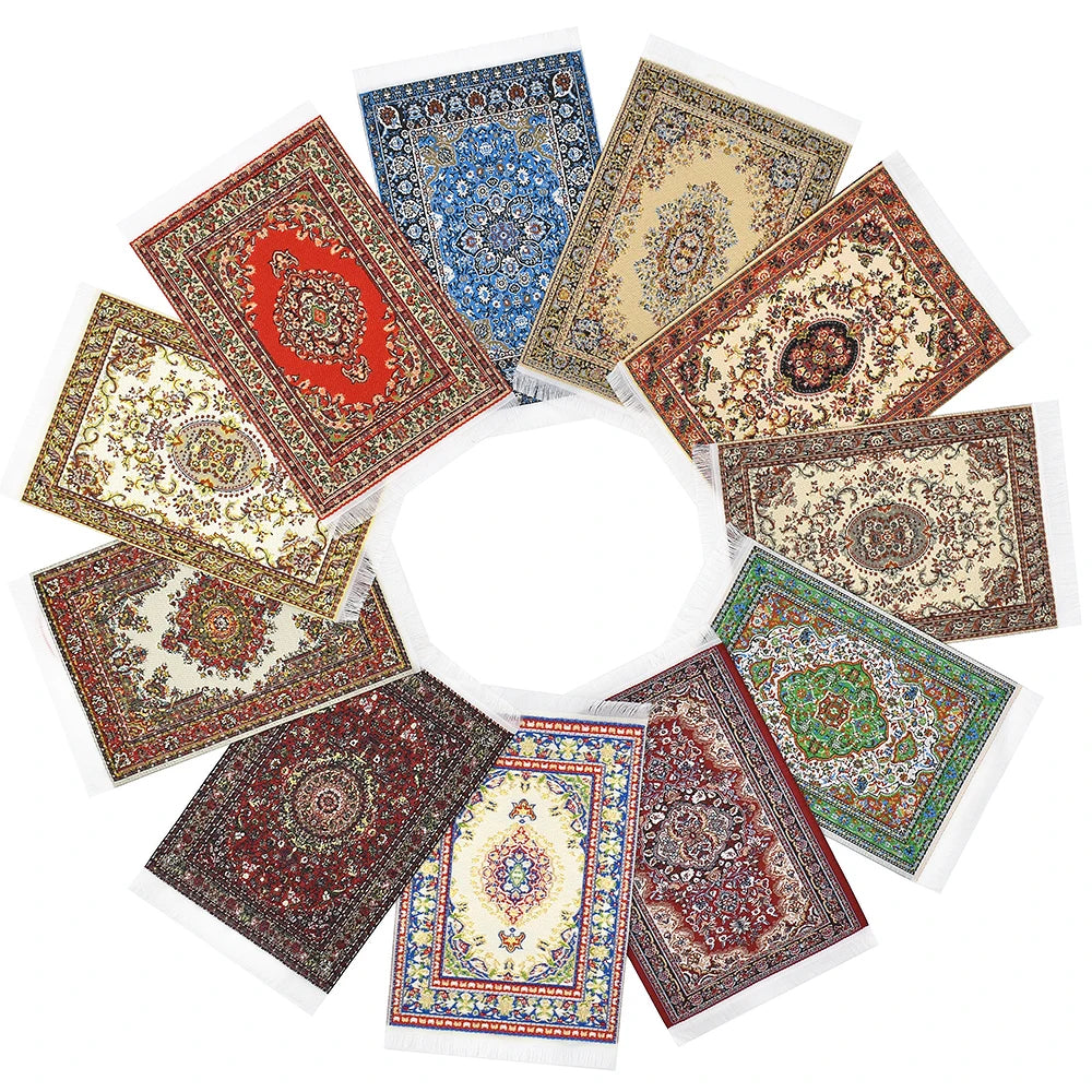 1:12 Scale Miniature Carpet Rug For Dollhouse Turkish Style Miniature Furniture Accessories