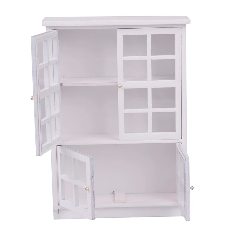 1:12 Scale Wooden Cabinet Dollhouse Furniture Miniature Display Shelf For Tiny House Accessories