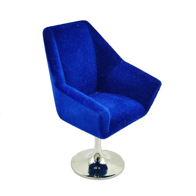 1:12 Scale Miniature Swivel Chair Flocking Leisure Living Room Dollhouse Furniture