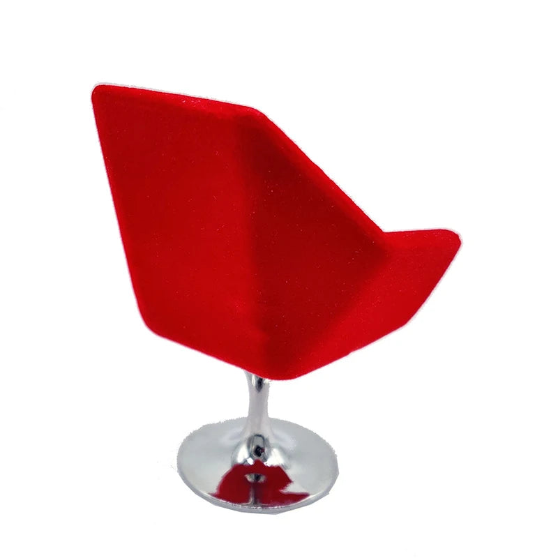 1:12 Scale Miniature Swivel Chair Flocking Leisure Living Room Dollhouse Furniture
