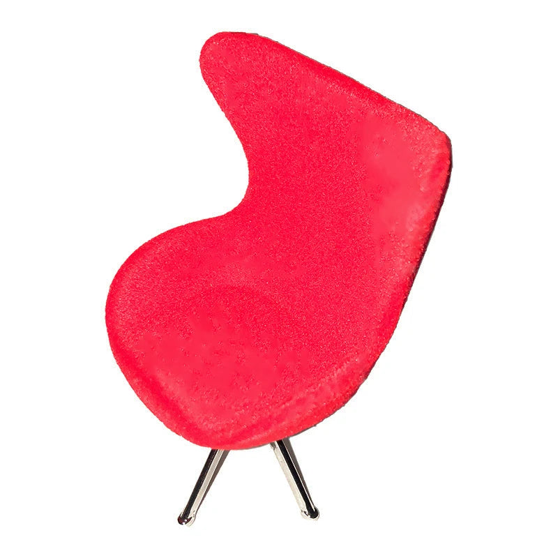 1:12 Scale Miniature Swivel Chair Modern Flocking Leisure Furniture For Dollhouse Living Room Hotel