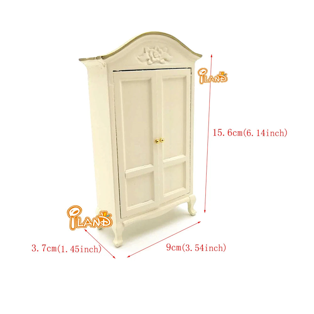 1:12 Scale Miniature Dollhouse Bedroom Furniture Set With Bed Dresser Closet Accessories For Girls Boys Christmas Gift