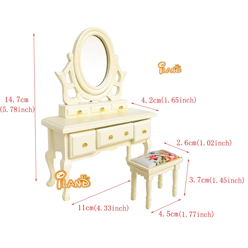 1:12 Scale Miniature Dollhouse Bedroom Furniture Set With Bed Dresser Closet Accessories For Girls Boys Christmas Gift