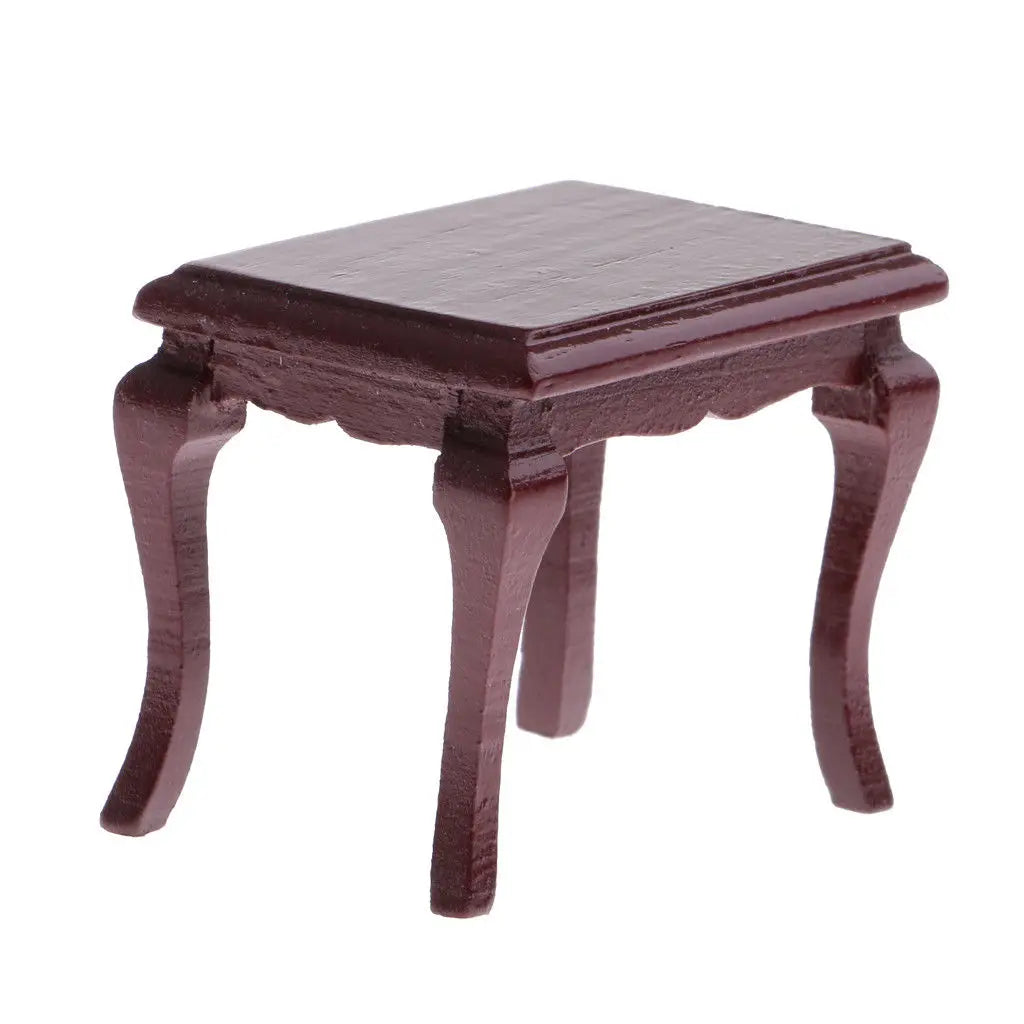 1:12 Scale Wooden Vanity Box With Mirror Dressing Table And Stool Miniature Dollhouse Furniture For Bedroom Decor
