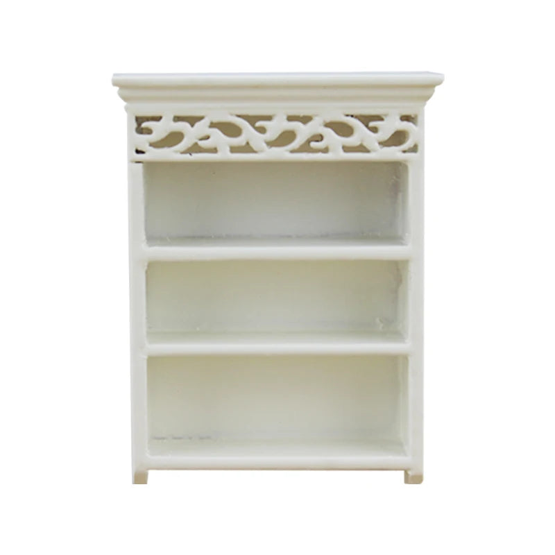 Mueble de pared de madera blanca a escala 1:12 para casa de muñecas en miniatura, mueble para sala de estar
