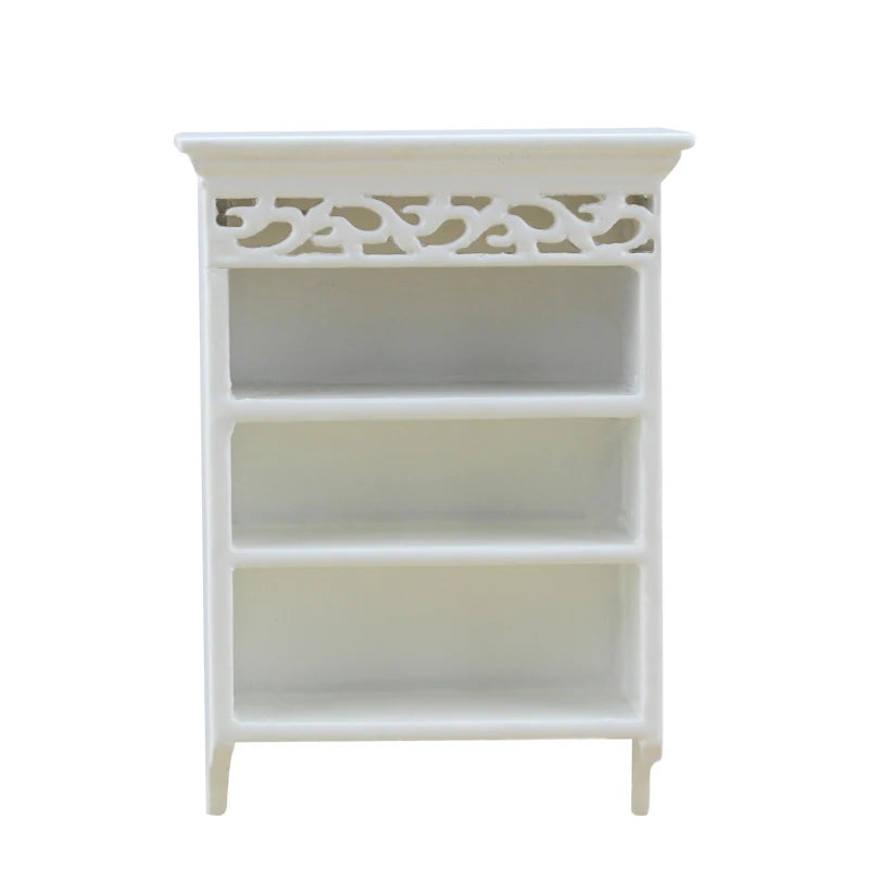 Mueble de pared de madera blanca a escala 1:12 para casa de muñecas en miniatura, mueble para sala de estar