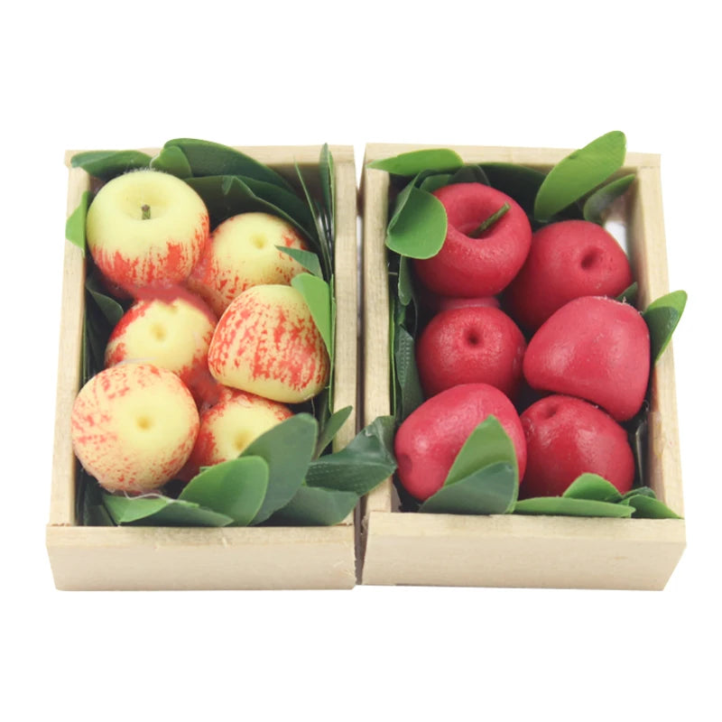 Exhibición de manzanas en miniatura para casa de muñecas a escala 1:12: decoración de frutas de arcilla para estante o plato