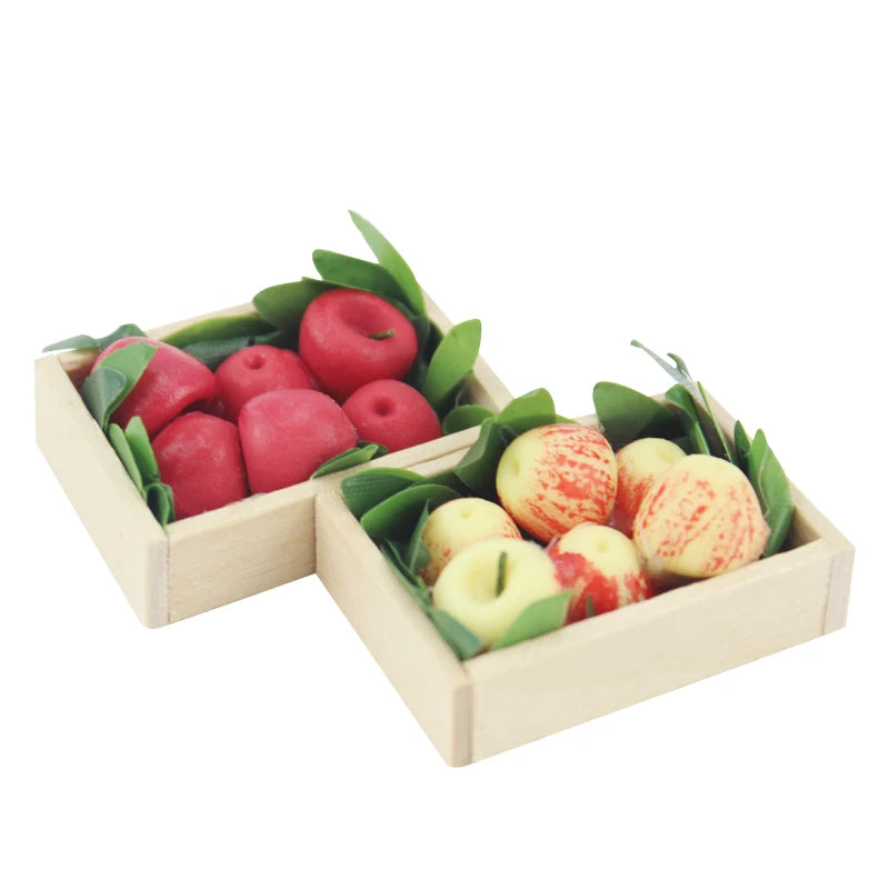 Exhibición de manzanas en miniatura para casa de muñecas a escala 1:12: decoración de frutas de arcilla para estante o plato