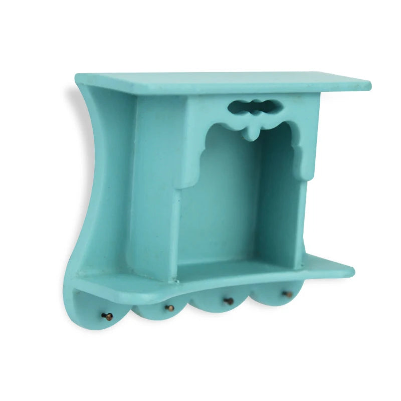 Estante de pared en miniatura a escala 1:12, color azul pavo real, para casa de muñecas, ideal para decorar la sala de estar.