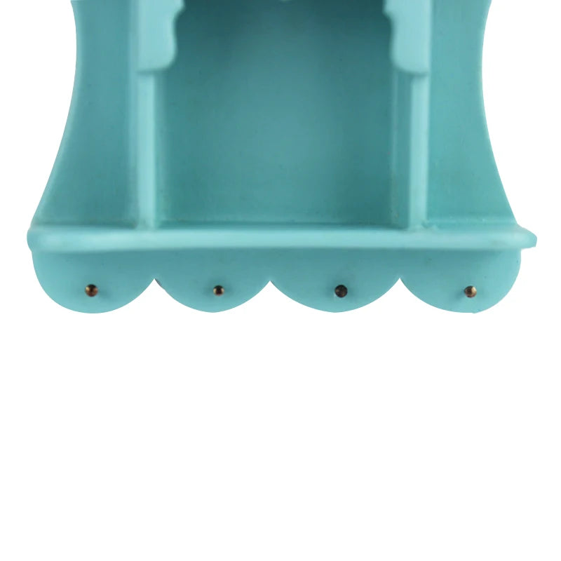 Estante de pared en miniatura a escala 1:12, color azul pavo real, para casa de muñecas, ideal para decorar la sala de estar.