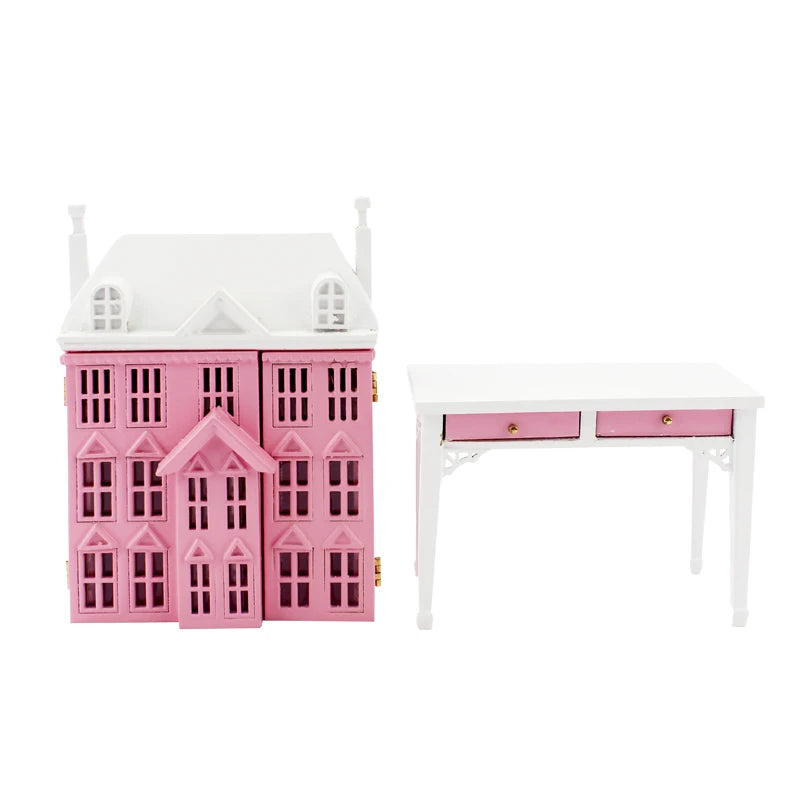 Mueble de casa de muñecas en miniatura rosa para mesa a escala 1:12 - Muebles a escala 1:144