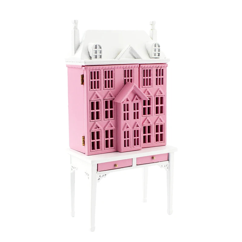 Mueble de casa de muñecas en miniatura rosa para mesa a escala 1:12 - Muebles a escala 1:144