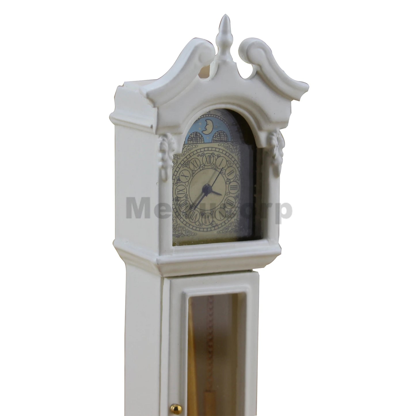 Reloj de pie blanco a escala 1:12 para decorar casas de muñecas: elegante accesorio de reloj de pie en miniatura.