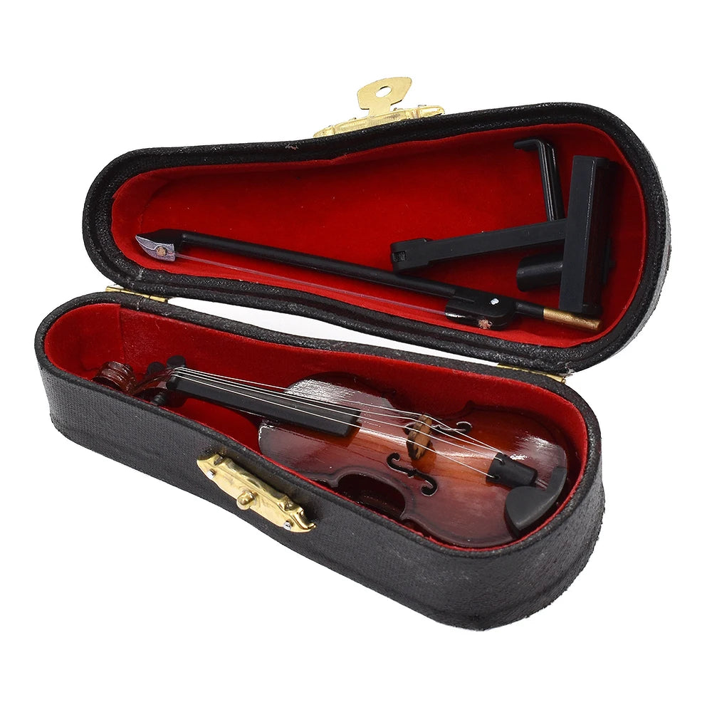 1:12 Scale Mini Violin With Stand Dollhouse Miniature Wooden Musical Instruments Collection Decorative Ornaments Model Dollhouse Decor