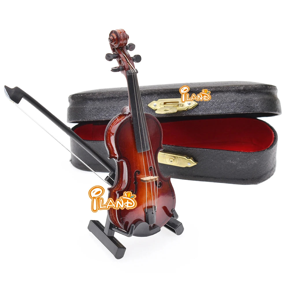 1:12 Scale Mini Violin With Stand Dollhouse Miniature Wooden Musical Instruments Collection Decorative Ornaments Model Dollhouse Decor