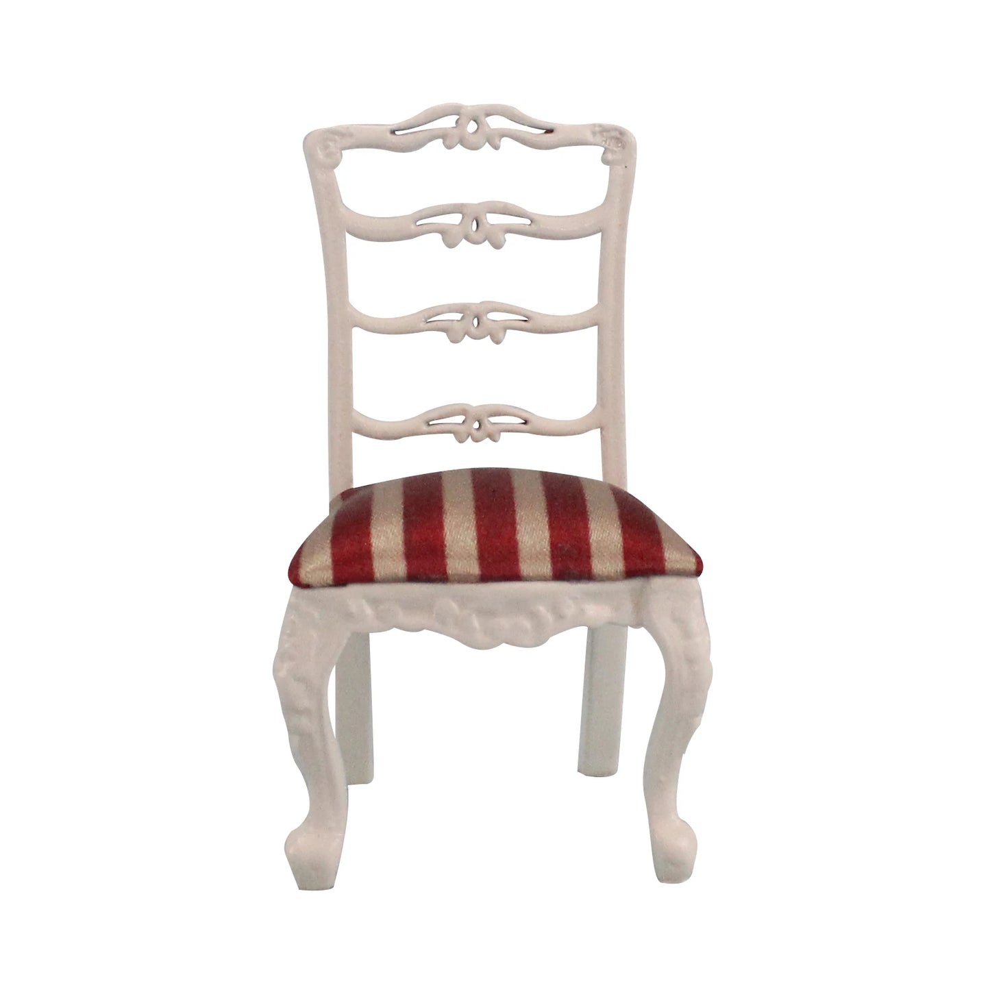 Silla de comedor de madera blanca tallada a mano a escala 1:12 para muebles en miniatura de casa de muñecas