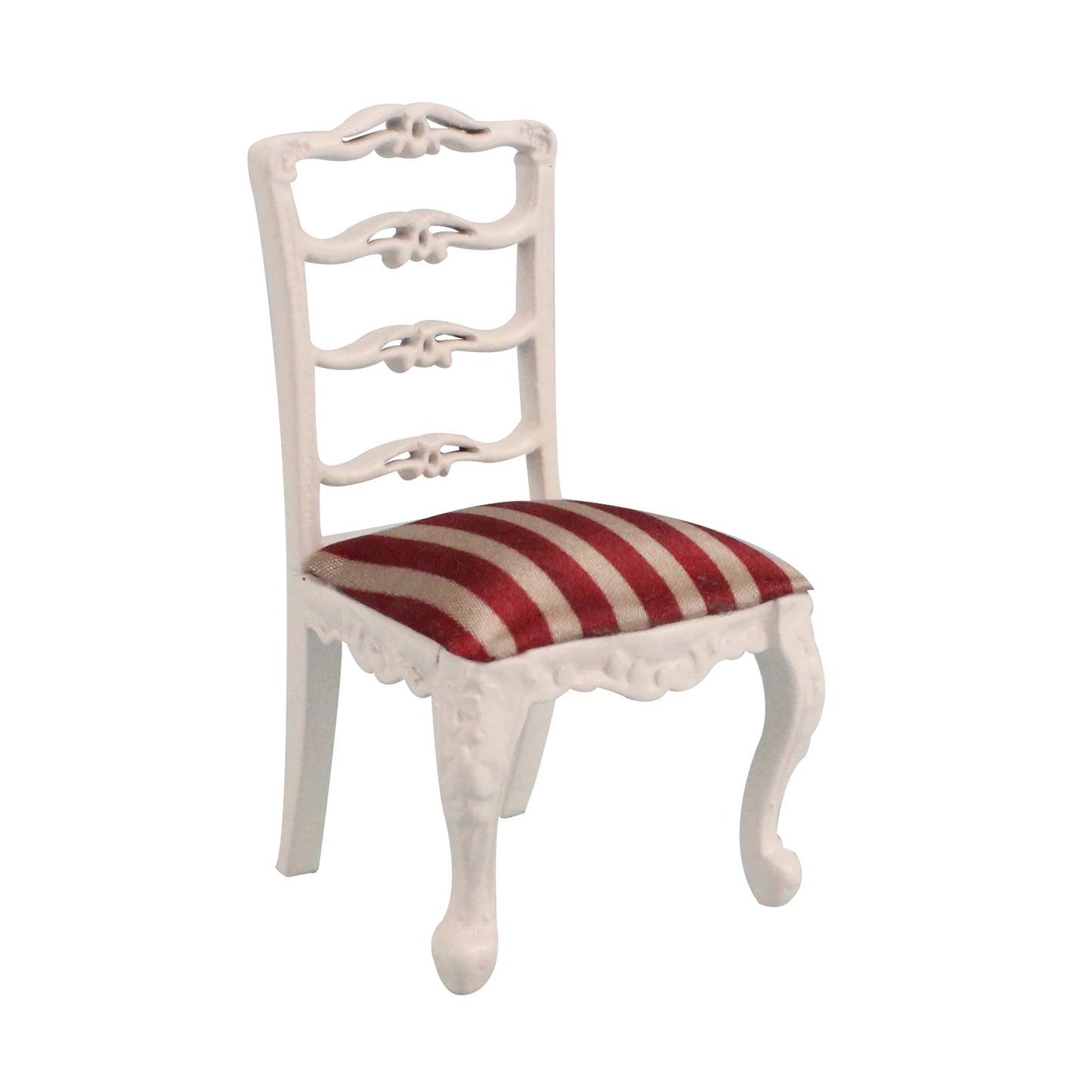 Silla de comedor de madera blanca tallada a mano a escala 1:12 para muebles en miniatura de casa de muñecas