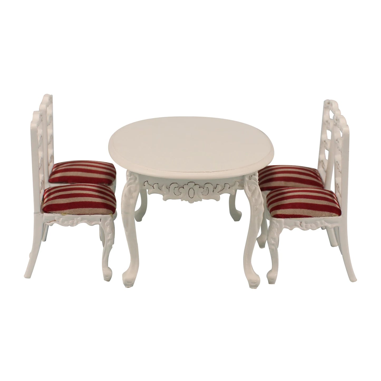 Silla de comedor de madera blanca tallada a mano a escala 1:12 para muebles en miniatura de casa de muñecas