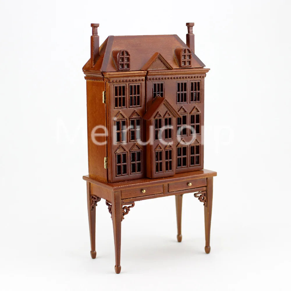 Vitrina para casa de muñecas a escala 1:12: muebles en miniatura con forma de casa para coleccionar.