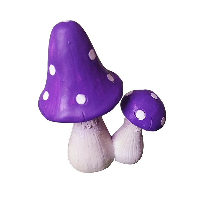 1:6 Scale Miniature Fairy Elf Angel With Butterfly Wings Girl Mushroom Purple Pink Resin Dollhouse Accessories
