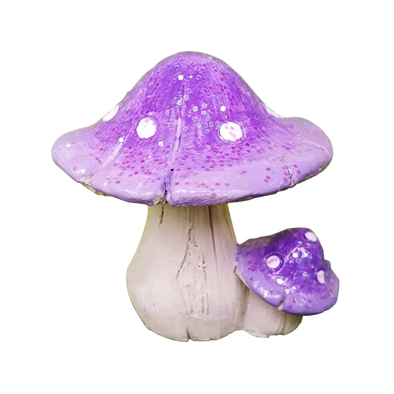 1:6 Scale Miniature Fairy Elf Angel With Butterfly Wings Girl Mushroom Purple Pink Resin Dollhouse Accessories
