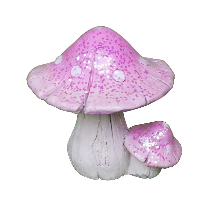 1:6 Scale Miniature Fairy Elf Angel With Butterfly Wings Girl Mushroom Purple Pink Resin Dollhouse Accessories