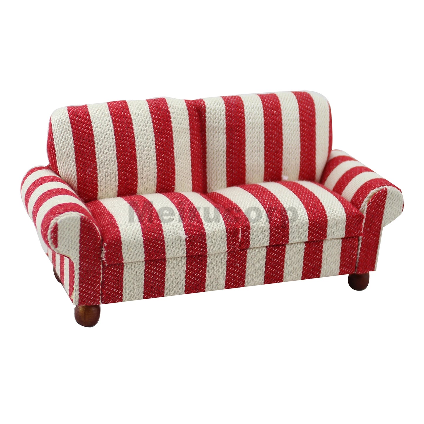 Juego de muebles para sala de estar de casa de muñecas en miniatura a escala 1:12, sillón de tela a rayas, 3 piezas
