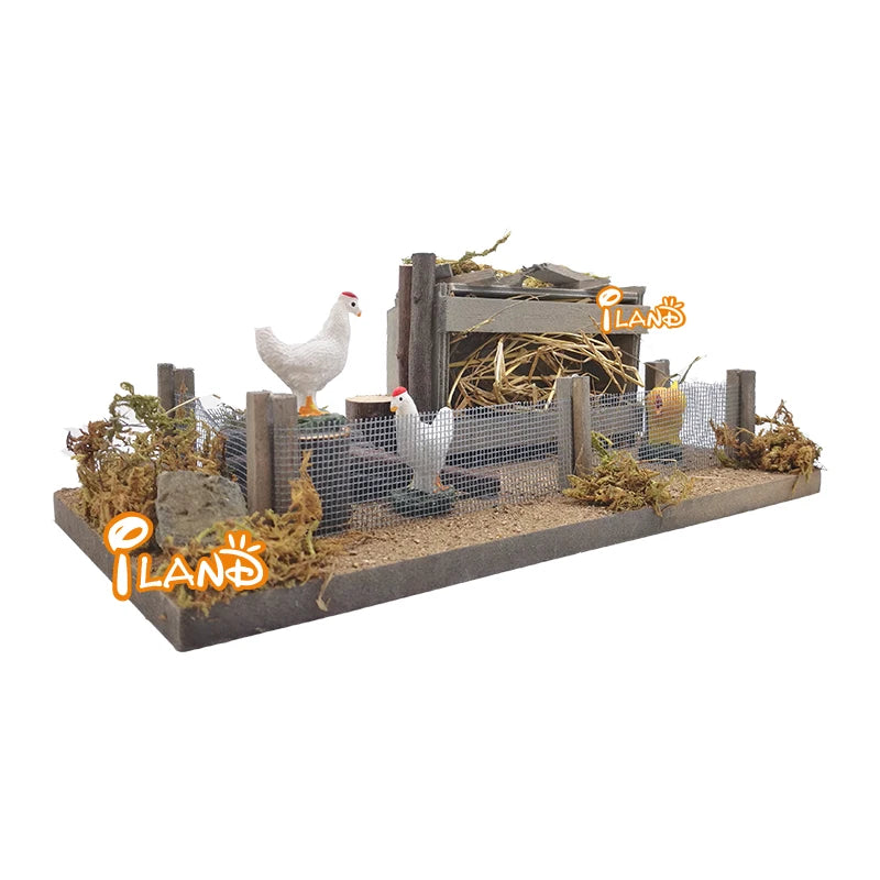 1:12 Scale Miniature Dollhouse Accessories Yard Hen Chicken Poultry Farm Coop Hutch