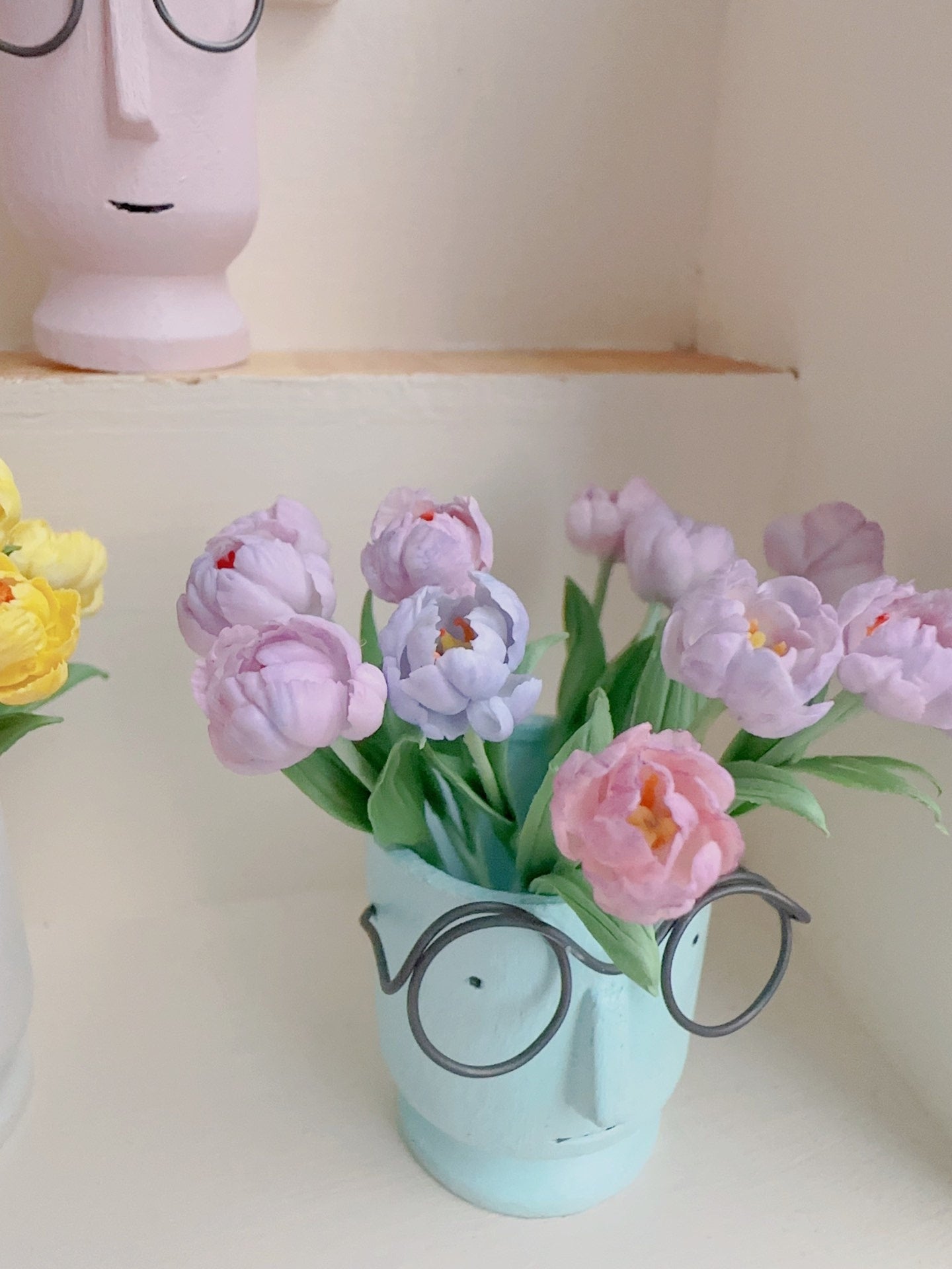 Tulipán de arcilla en miniatura a escala 1:12, decoración para casa de muñecas, arreglo floral artificial