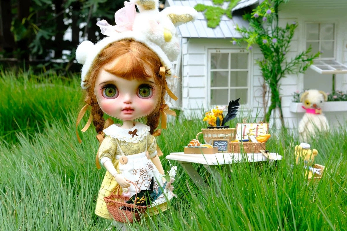1:6 Scale Miniature Woven Rattan Basket Doll Accessory For Blythe Dollhouse