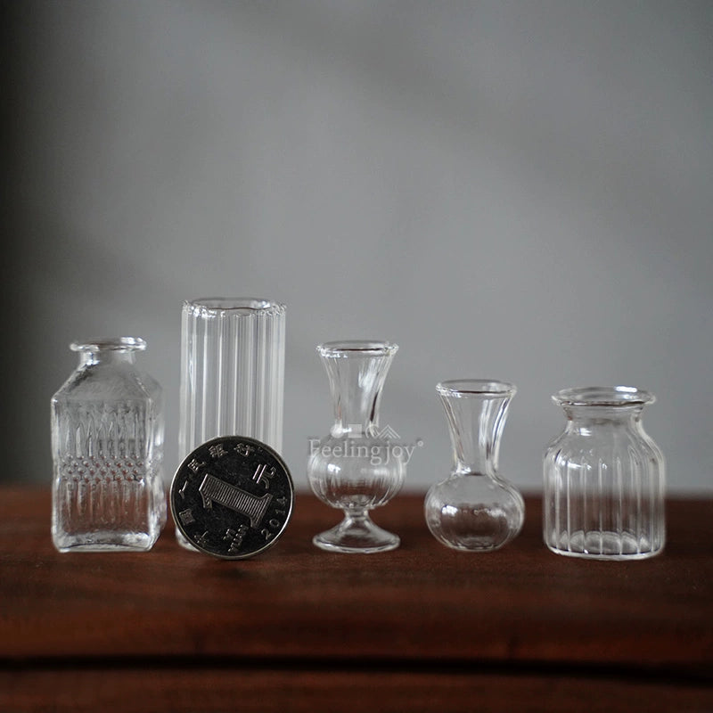 Vase miniature en verre à l'échelle 1:6, pot de fleurs, accessoire pour maison de poupée BJD, artisanat en argile, accessoires de scène DIY