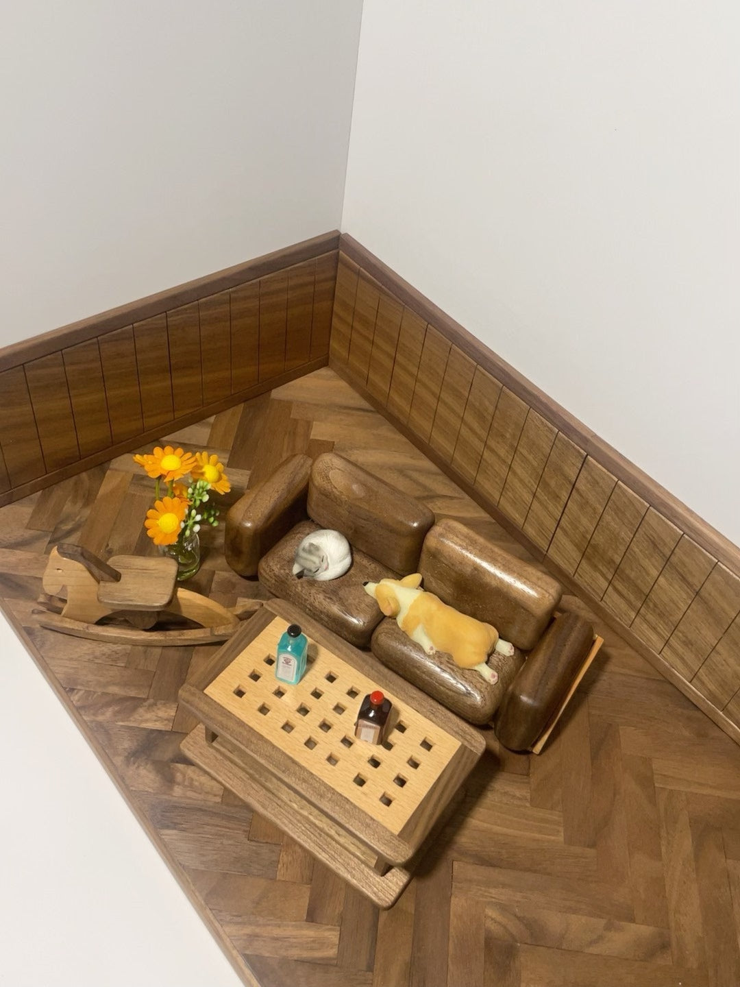 Revestimiento de madera a escala 1:6 para fondo de fotografía en miniatura de casa de muñecas Blythe BJD OB11