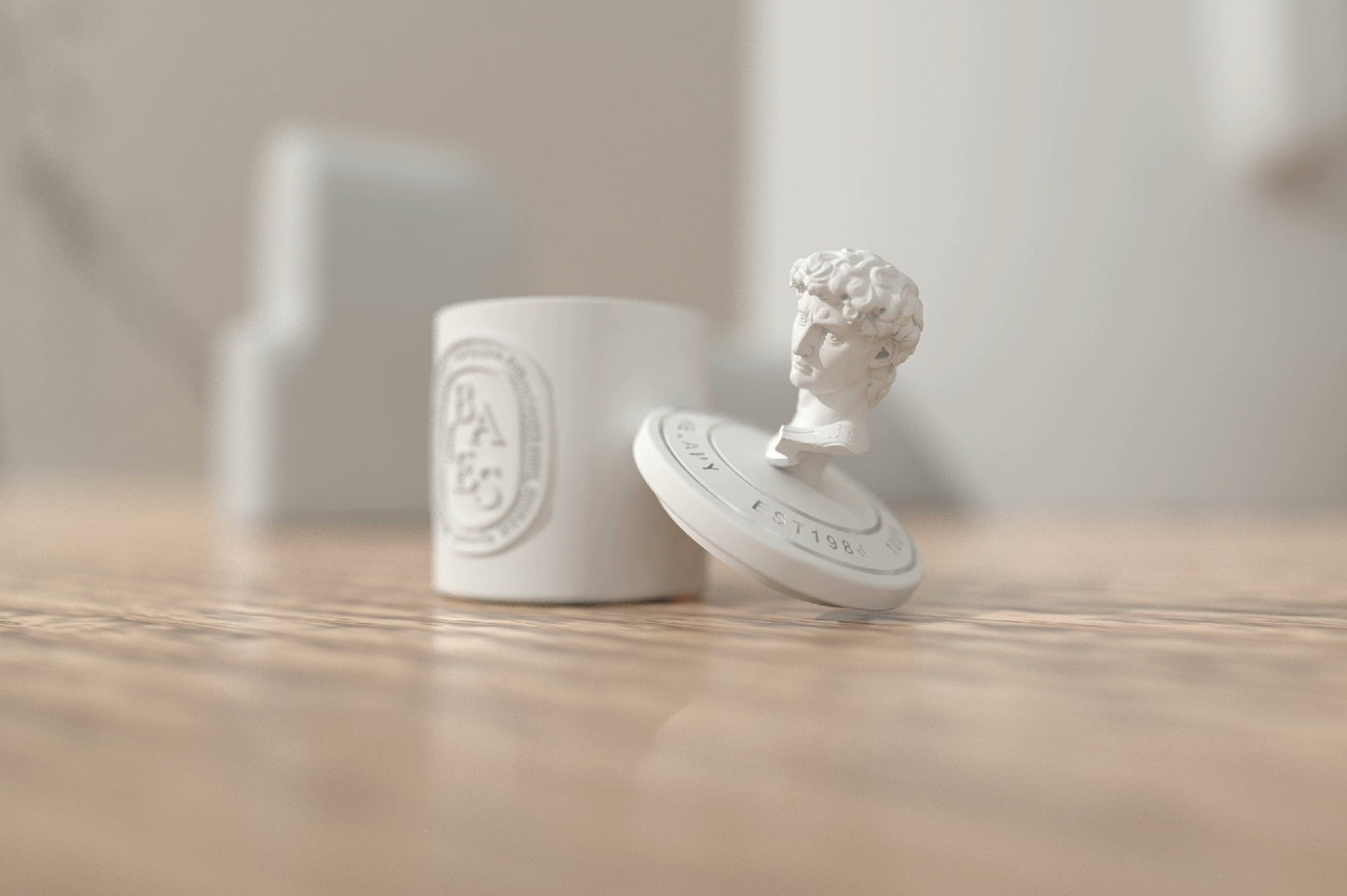 Estatua de David en miniatura a escala 1:12, juguete, taza de aromaterapia, tarro de almacenamiento con tapa