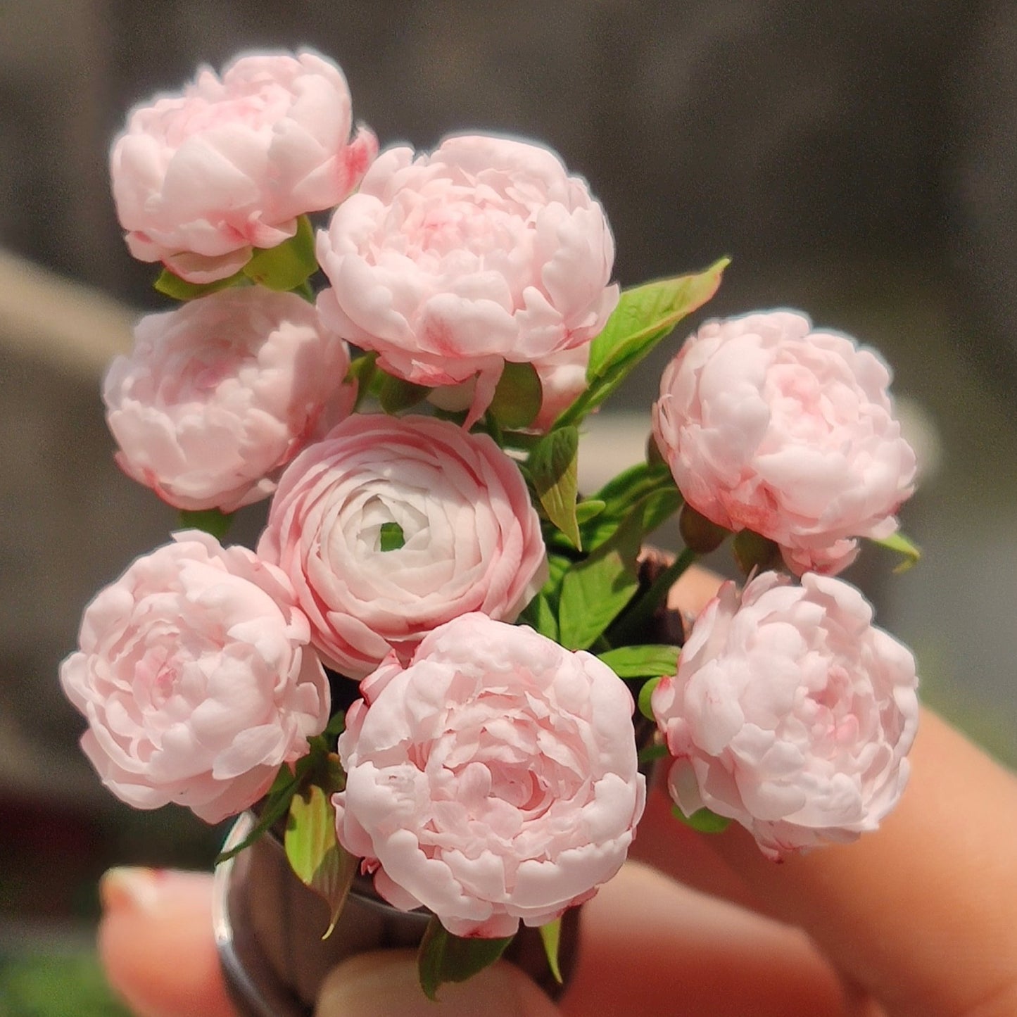 1:12 Scale Miniature Peony Flowers Dollhouse Garden Decor