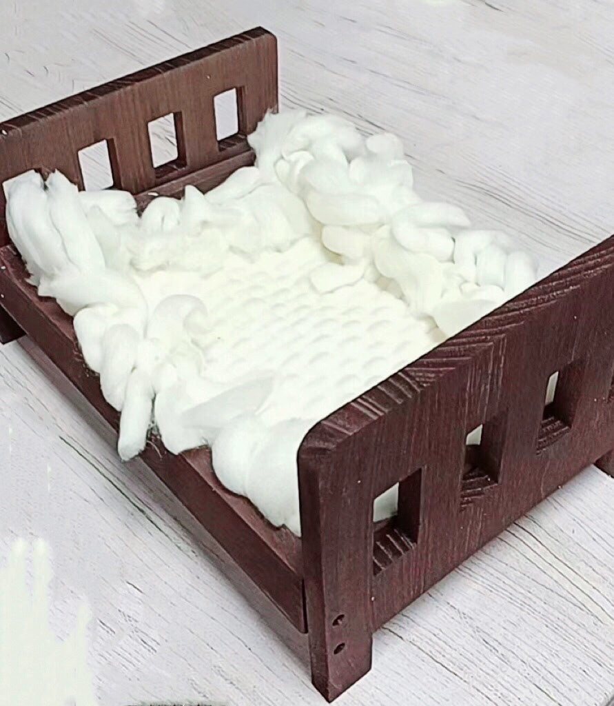 1:6 Scale Vintage Wooden Bed Miniature Dollhouse Furniture