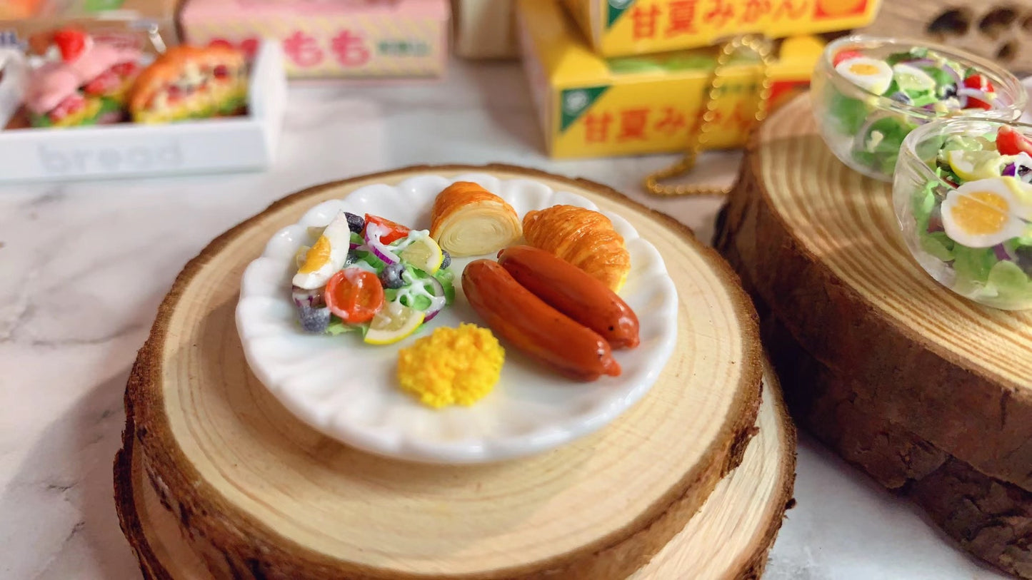 1:12 Scale Miniature Salad Breakfast Food Set For Dollhouse Kitchen