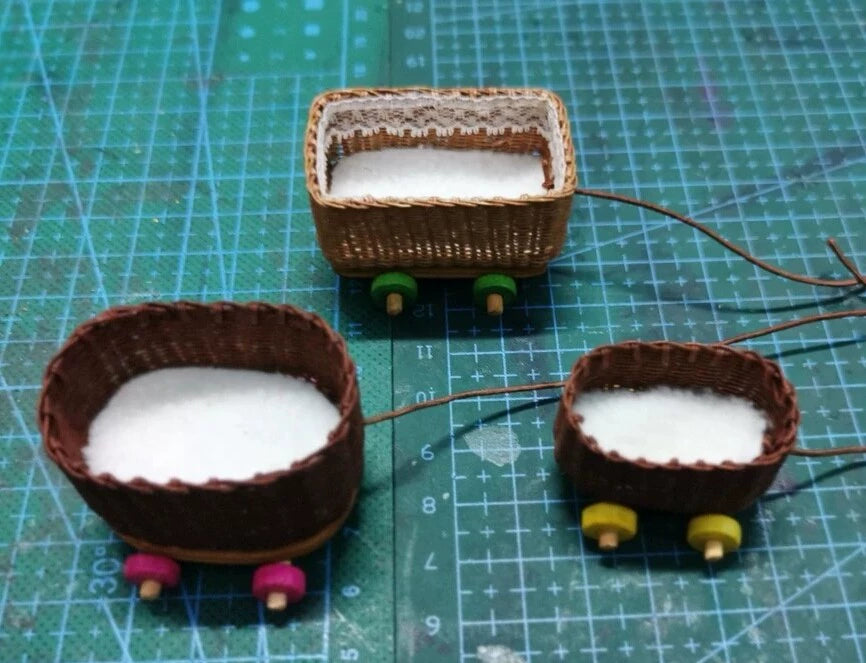 1:12 Scale Miniature Cart Dollhouse Furniture With Paper Rattan For BJD Dolls Free Shipping Over 100 Items
