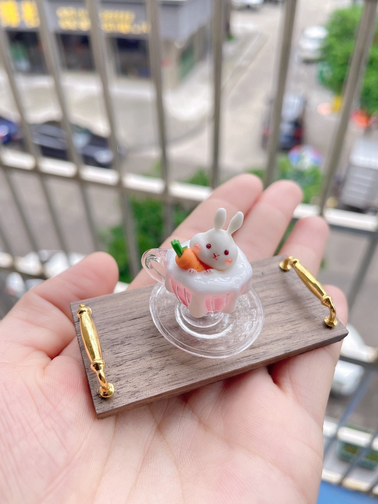Plateau à poignée en noyer à l'échelle 1:12, présentoir miniature pour maison de poupée, pâtisserie, meubles miniatures