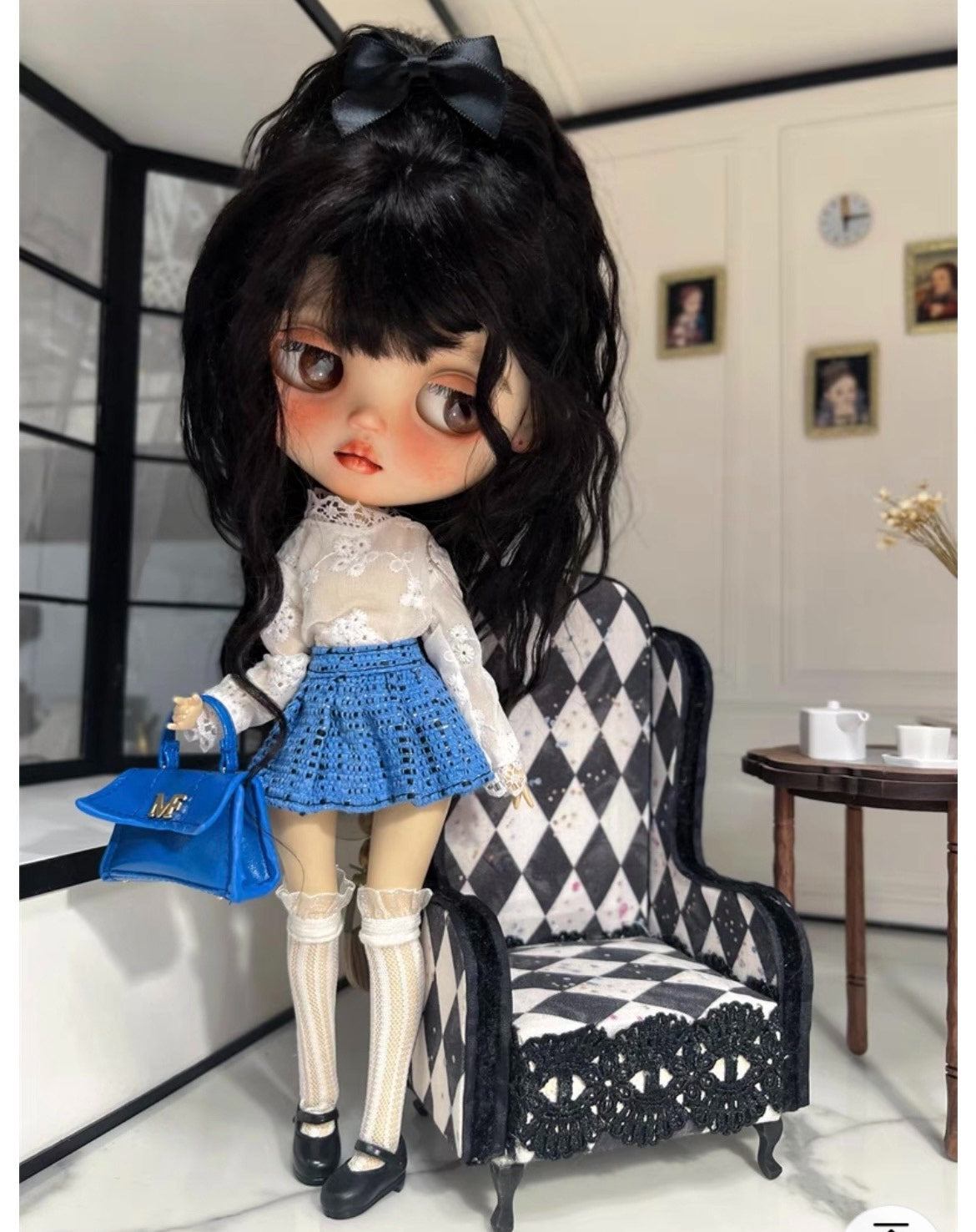 Meubles miniatures pour maison de poupée à l'échelle 1:6, décoration sur le thème des chats, pour poupées BJD, Blythe et Obitsu